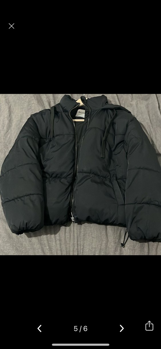 Siyah Fermuarlı Kapüşonlu Bershka Mont - Görsel 5