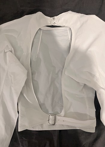 ZARA Beyaz Kemerli Dekolteli Kadın Gömlek - Görsel 4