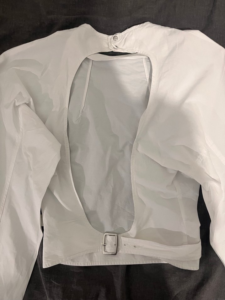 ZARA Beyaz Kemerli Dekolteli Kadın Gömlek - Görsel 4