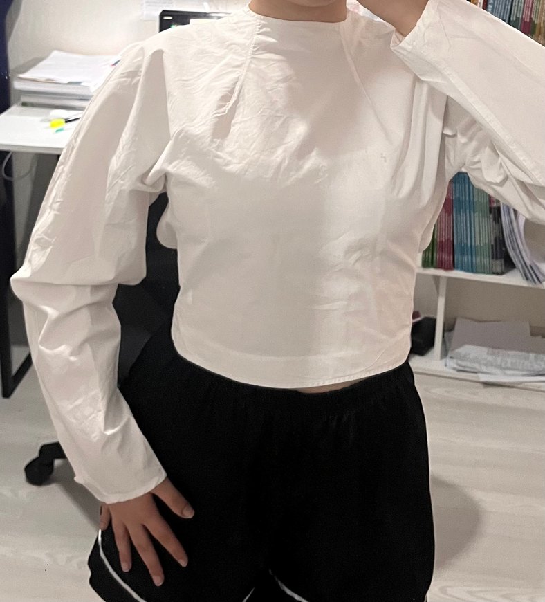 ZARA Beyaz Kemerli Dekolteli Kadın Gömlek - Görsel 3