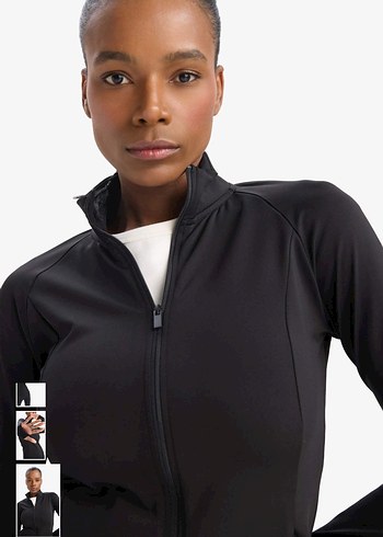 Siyah Fermuarlı Uzun Kollu Spor Üst - Görsel 2