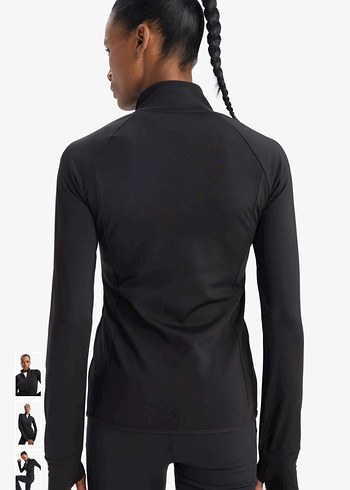 Siyah Fermuarlı Uzun Kollu Spor Üst - Görsel 3