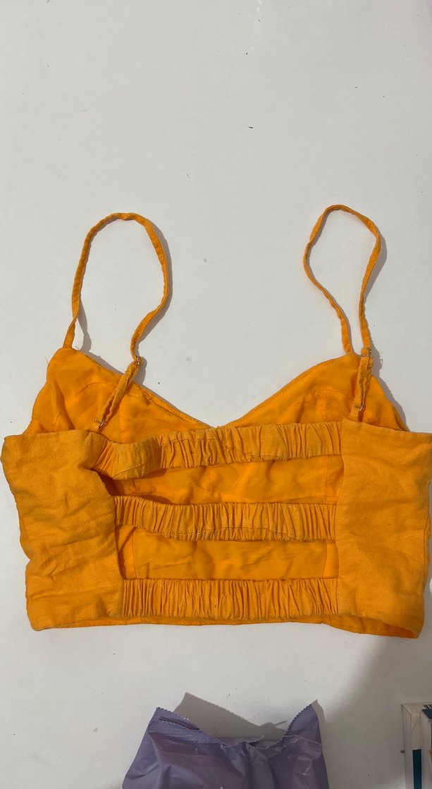 Bershka Turuncu Keten Askılı Basic Büstiyer - Görsel 2