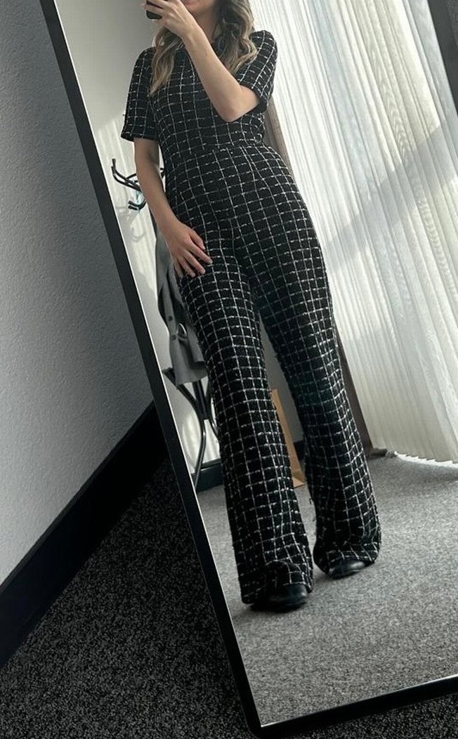 Kemerli Siyah Kareli Tulum - Görsel 5