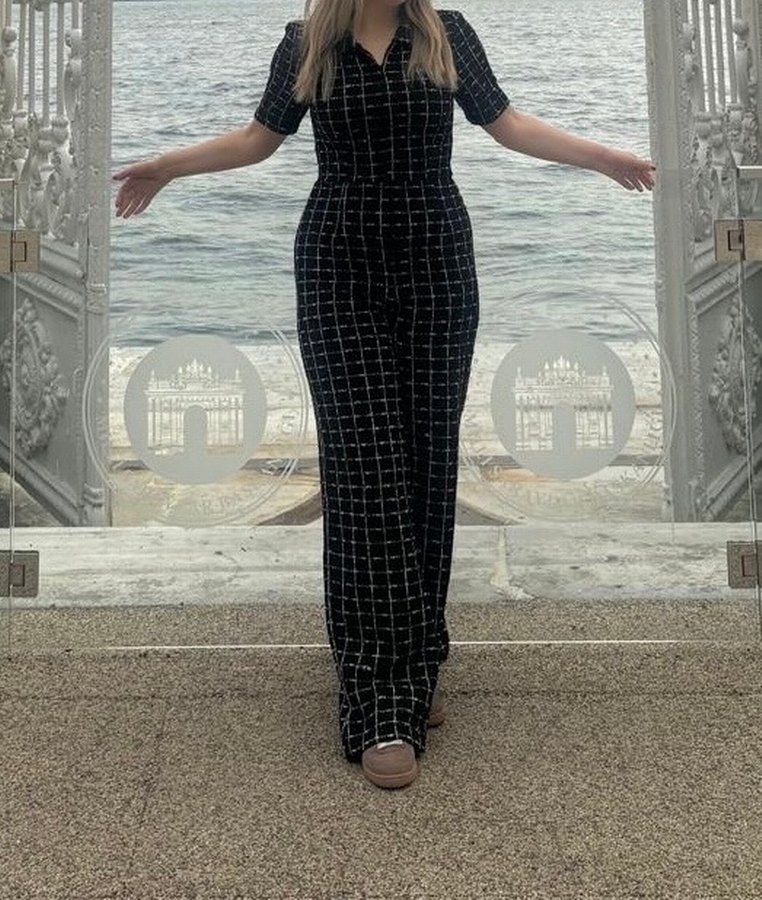 Kemerli Siyah Kareli Tulum - Görsel 4