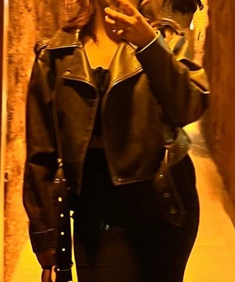 Kemerli Siyah Deri Biker Ceket - Görsel 2