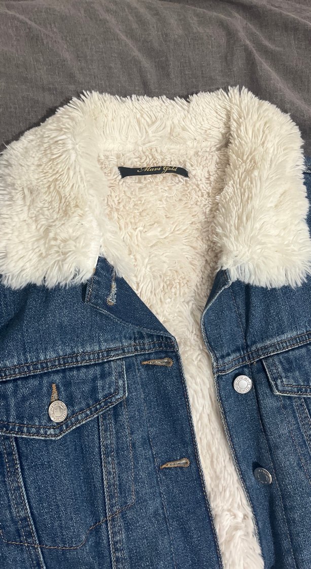 Kadın Mavi Kürklü Kot Ceket - Görsel 3