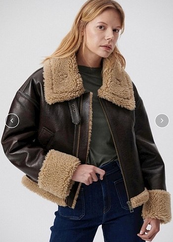 Kahverengi Kürklü Deri Kadın Ceket - Görsel 3