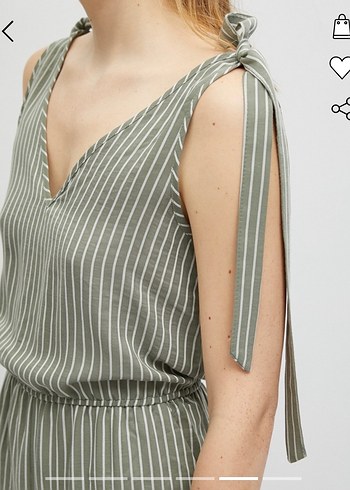 Omuz Bağlamalı Çizgili Midi Tulum - Görsel 3