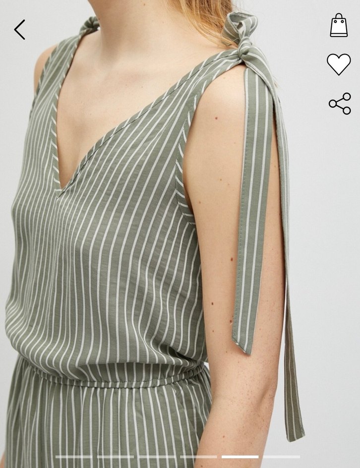 Omuz Bağlamalı Çizgili Midi Tulum - Görsel 3