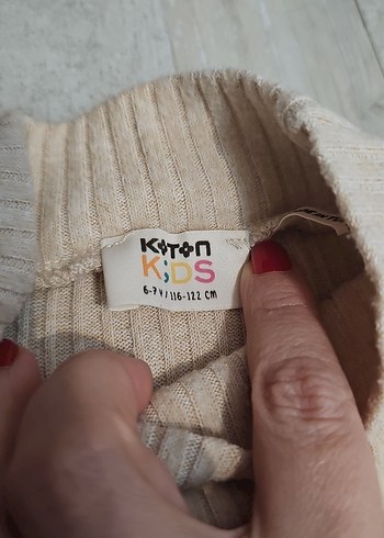 Düğmeli Bej çocuk Uzun Kollu Keten tunik - Görsel 4