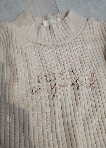 Düğmeli Bej çocuk Uzun Kollu Keten tunik - Görsel 3