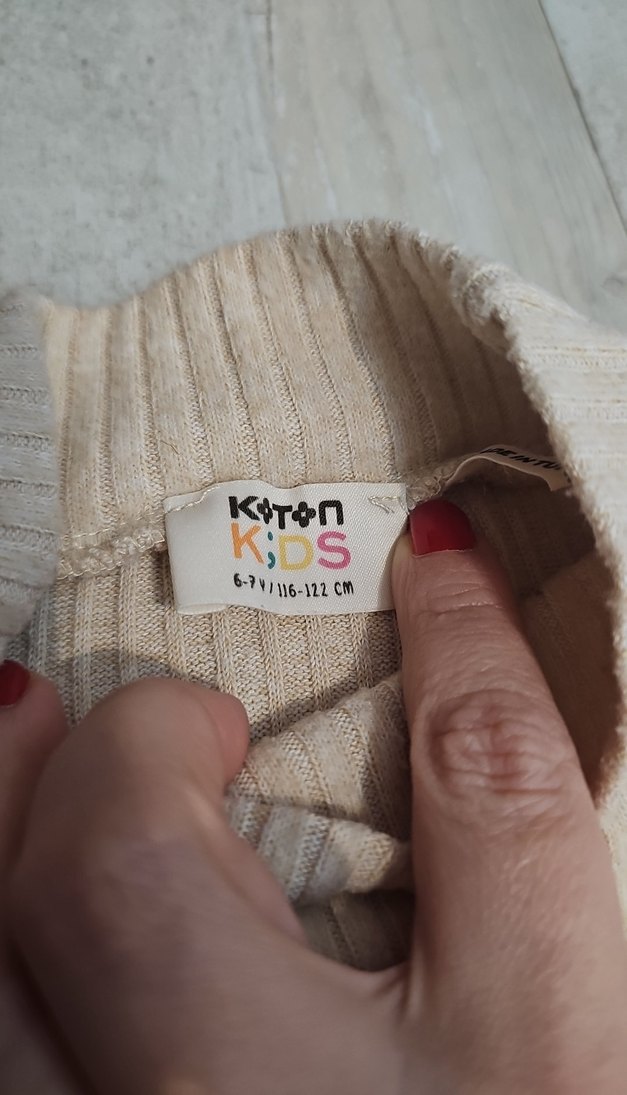 Düğmeli Bej çocuk Uzun Kollu Keten tunik - Görsel 4