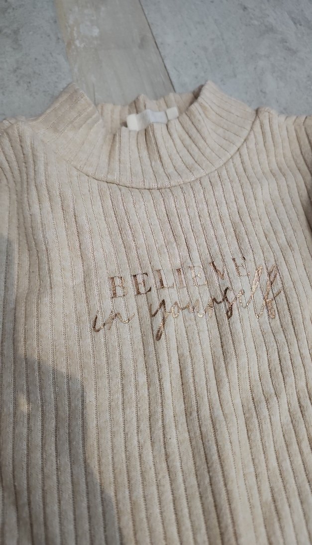 Düğmeli Bej çocuk Uzun Kollu Keten tunik - Görsel 3