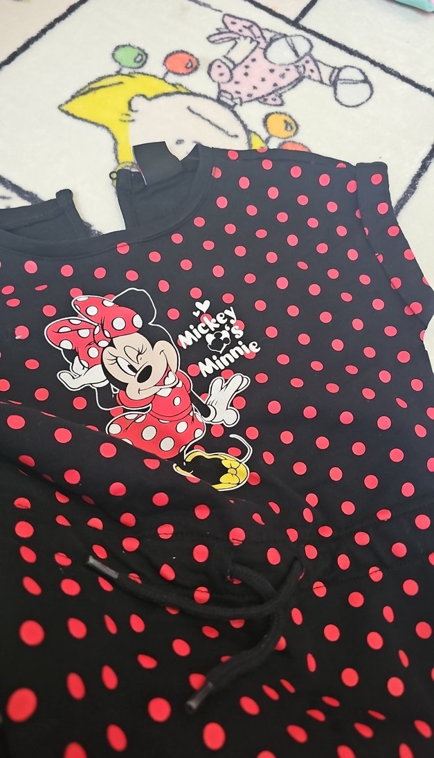 Kız Çocuk Renkli Puantiyeli Mini Elbise - Görsel 3