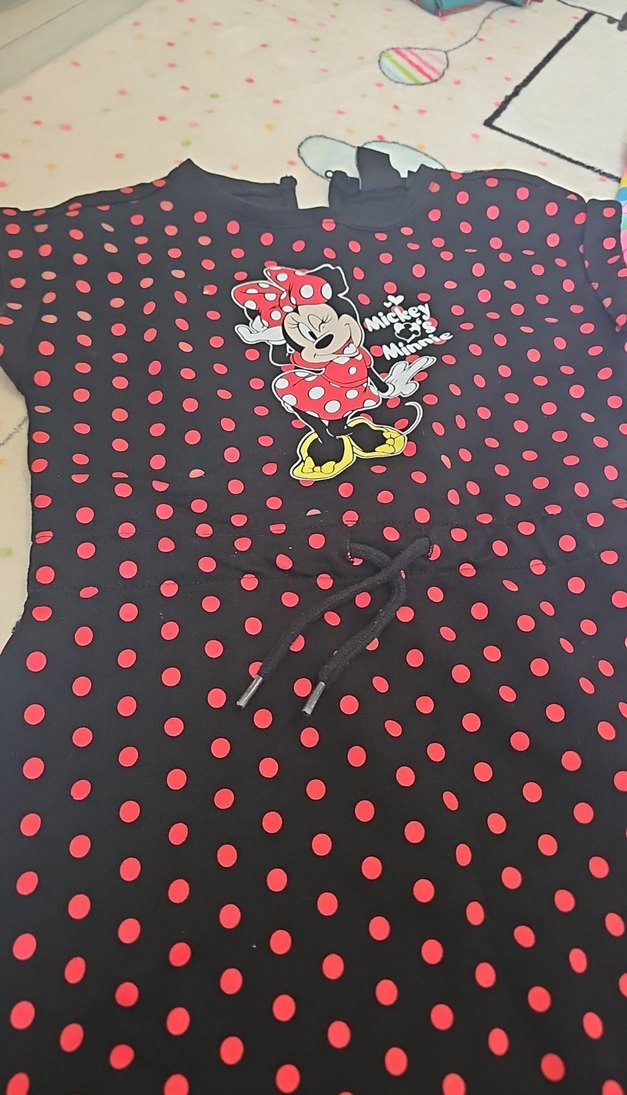 Kız Çocuk Renkli Puantiyeli Mini Elbise - Görsel 2