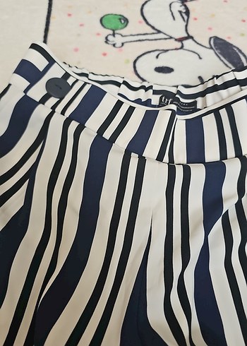 Çizgili Pilili Kadın Kumaş Pantolon - Görsel 5