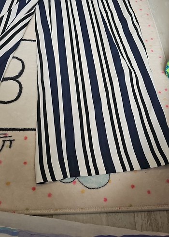 Çizgili Pilili Kadın Kumaş Pantolon - Görsel 2