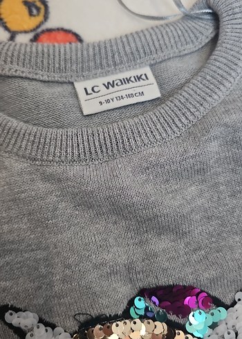 Kız Çocuk Gri Uzun Kollu Payetli Tişört - Görsel 4