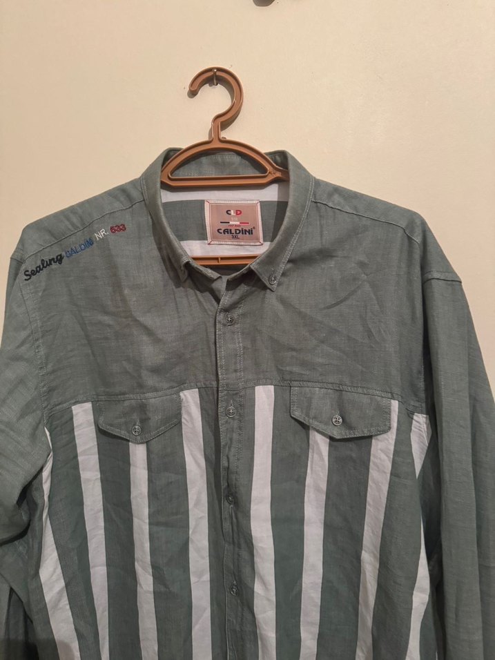 Gri Uzun Kollu Erkek Keten Gömlek - Görsel 2