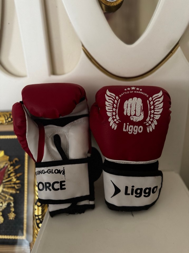 Liggo Kırmızı Deri Boks Eldiveni Velcro - Görsel 2