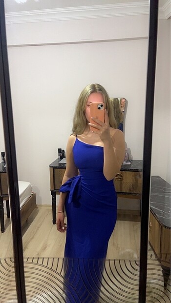 Trendyol & Milla Uzun saks mavisi elbise