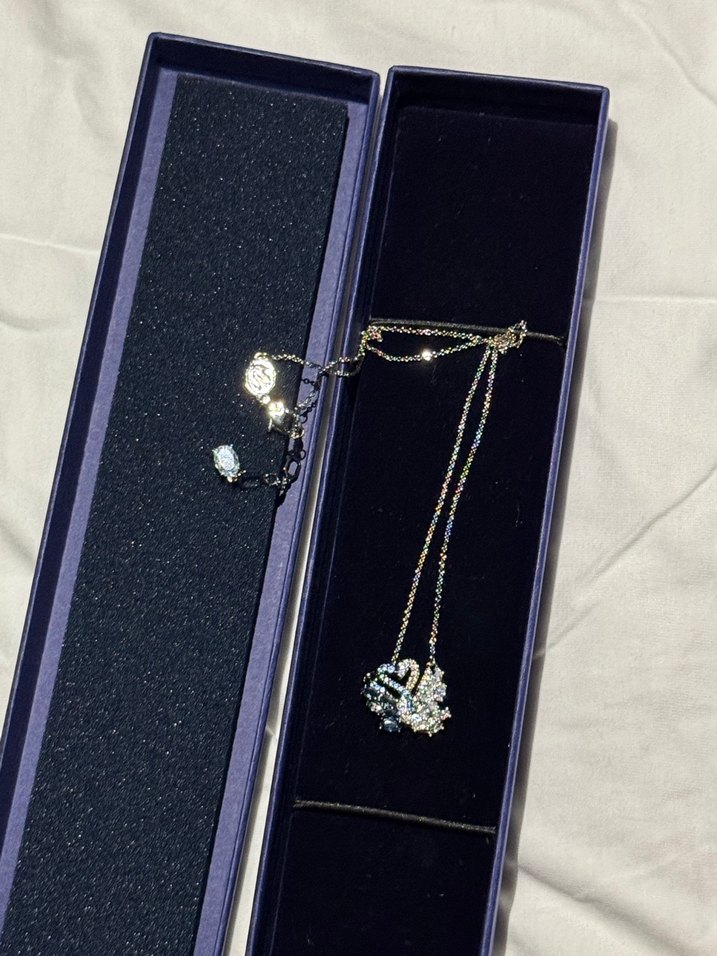 Swarovski kuğu çift kolye - Görsel 4