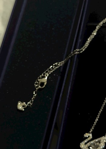 Swarovski kuğu kolye beyaz - Görsel 4