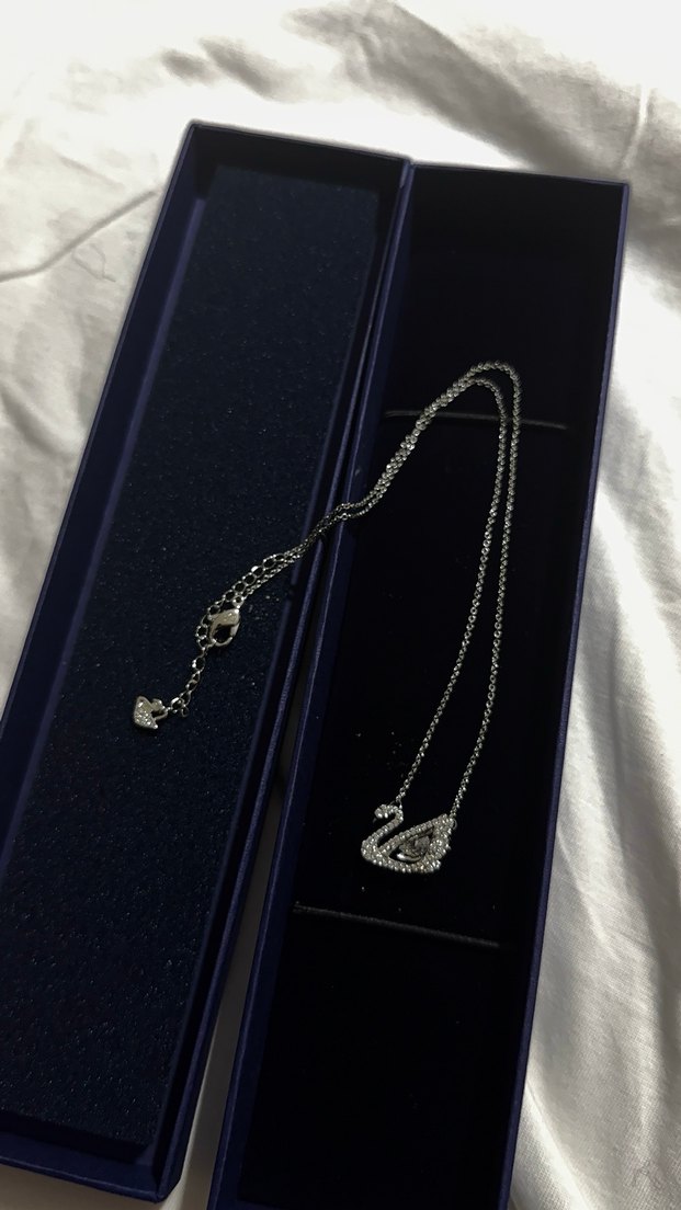 Swarovski kuğu kolye beyaz - Görsel 3