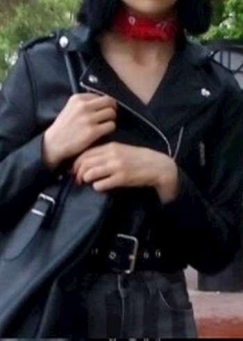 Bershka Kadın Siyah Parlak Deri Biker Ceket