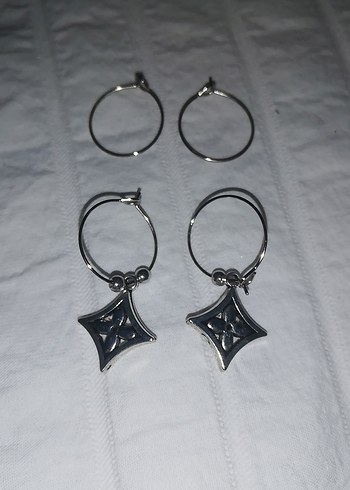 Gri Minimalist Gotik Boncuklu Küpeler
