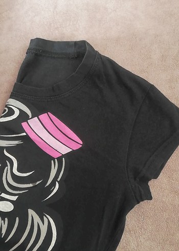 Kız Çocuk Siyah Baskılı Kısa Kollu Tişört - Görsel 2