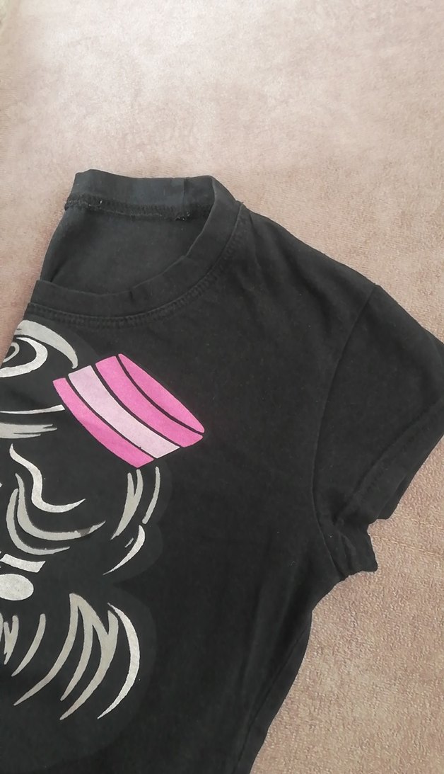 Kız Çocuk Siyah Baskılı Kısa Kollu Tişört - Görsel 2