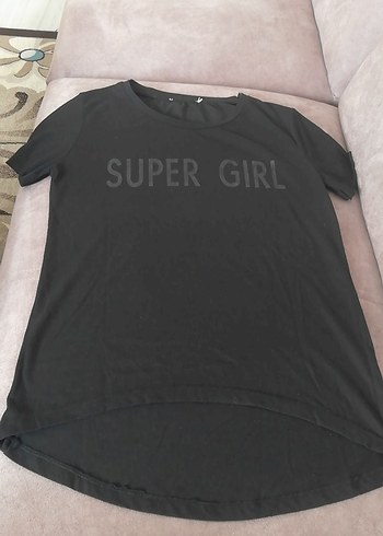 Kız Siyah Baskılı Kısa Kollu Tişört - Görsel 2