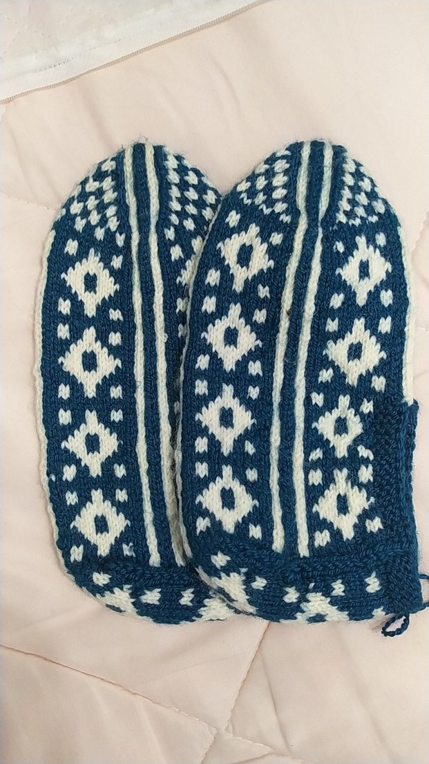 Lacivert-Beyaz Örgü  patik - Görsel 2