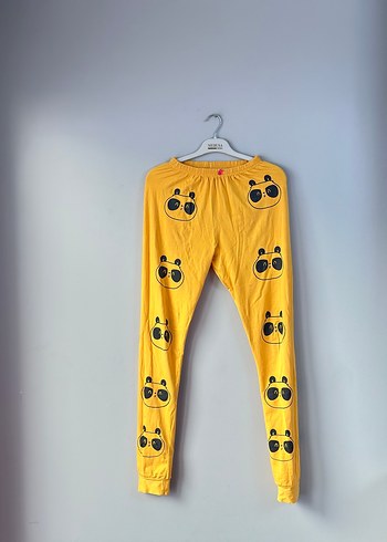 Sarı Baskılı Panda Desenli Kadın Pijama Takımı - Görsel 3