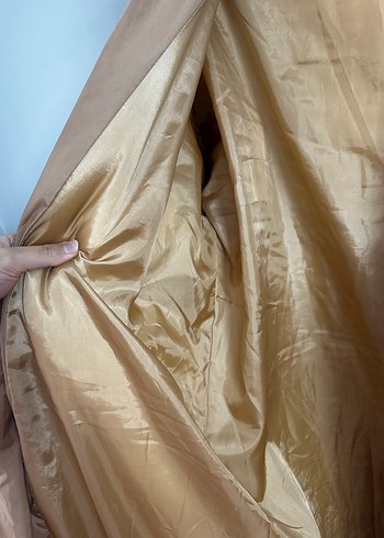 Bej Uzun Kadın Kışlık şişme Mont - Görsel 7