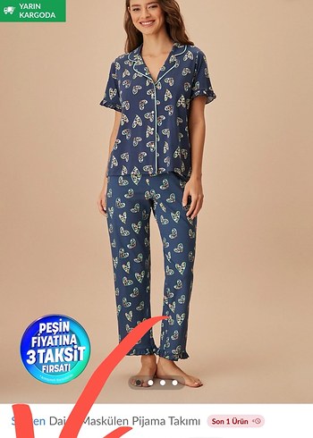 Bohem Desenli Kadın Pijama Takımı - Görsel 2