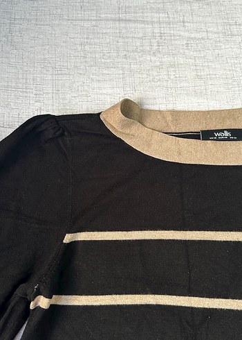 Siyah Çizgili Örgü Kadın Kazak - Görsel 4