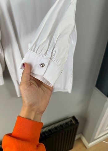 Beyaz Uzun Kollu Salaş bluz Gömlek - Görsel 5