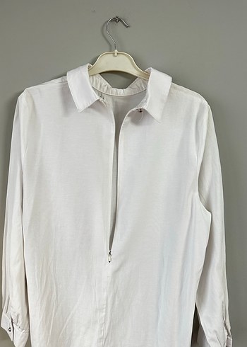 Beyaz Uzun Kollu Salaş bluz Gömlek - Görsel 9