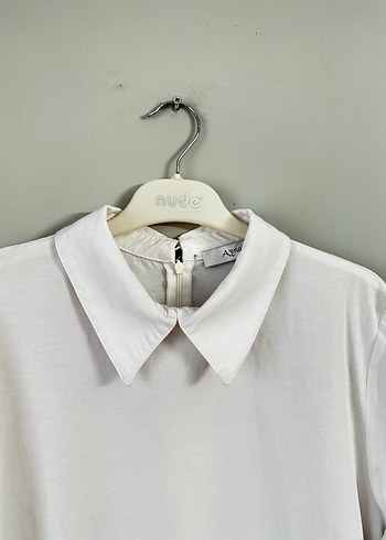 Beyaz Uzun Kollu Salaş bluz Gömlek - Görsel 6