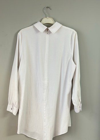 Beyaz Uzun Kollu Salaş bluz Gömlek - Görsel 7