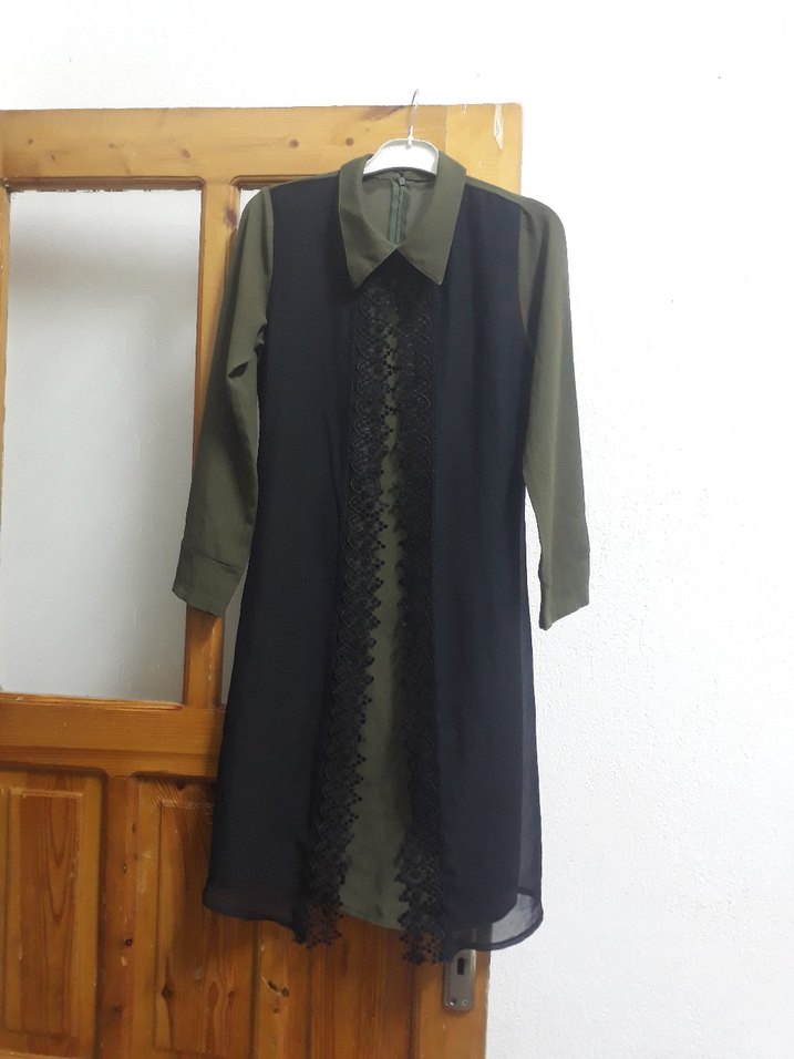 Uzun Kollu, Notched Yaka, Hamile Tunik - Görsel 2