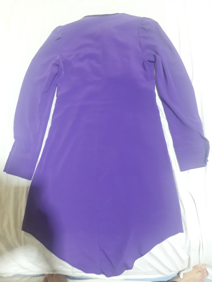 Mor Midi Uzun Kollu Fırfırlı Tunik - Görsel 2