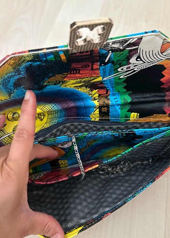 Renkli Baskılı Kadın Portföy Çanta - Görsel 3