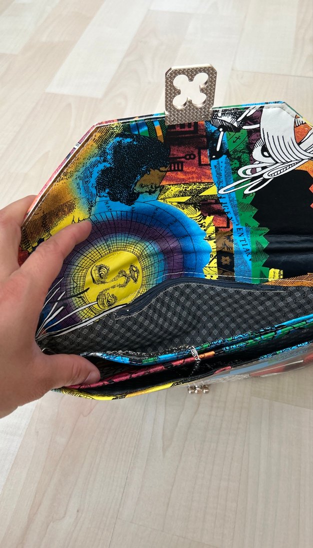 Renkli Baskılı Kadın Portföy Çanta - Görsel 2