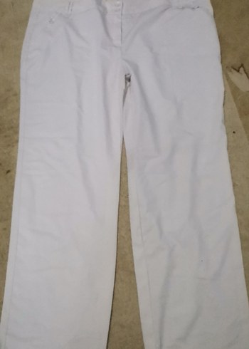 Beyaz Kadın Midi Kumaş Pantolon - Görsel 2