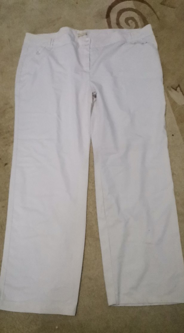 Beyaz Kadın Midi Kumaş Pantolon - Görsel 2