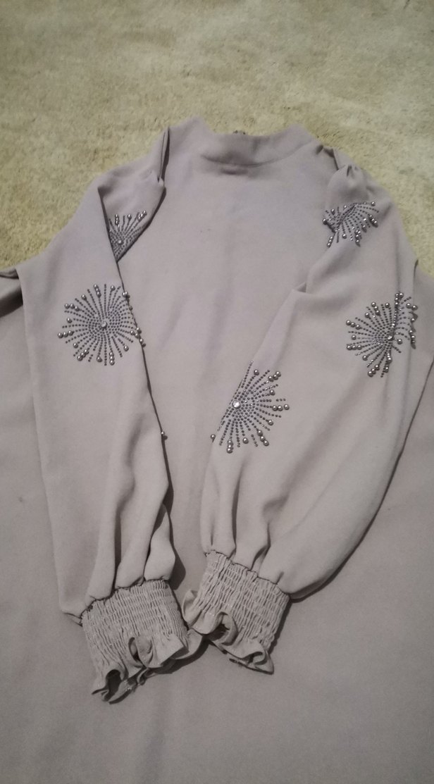 Bej Gri Uzun Salaş Kadın Tunik - Görsel 2